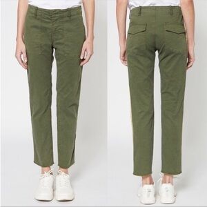 Nili Lotan Jenna Pant Size 6 Olive Green Frayed Hem Made in USA